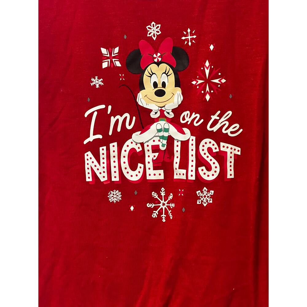Disney Minnie Mouse Holiday Nightgown Size 5/6 Short Sleeve - Picture 3 of 5